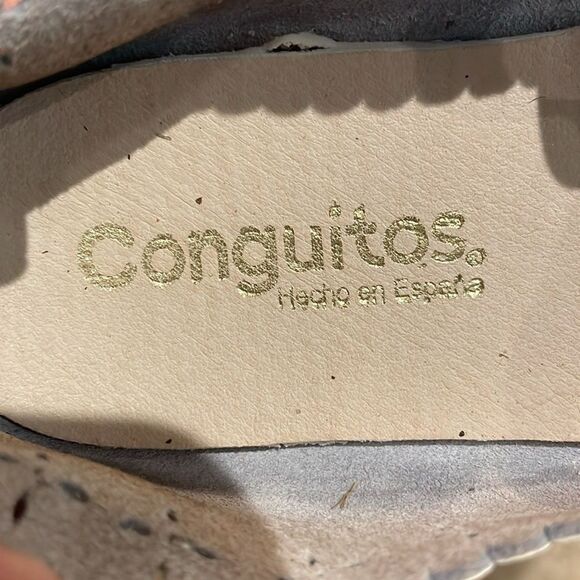 Conguitos White Washable Faux Leather Scallop Ballet Flat Shoes Girls Size EU 31 - Picture 2 of 12